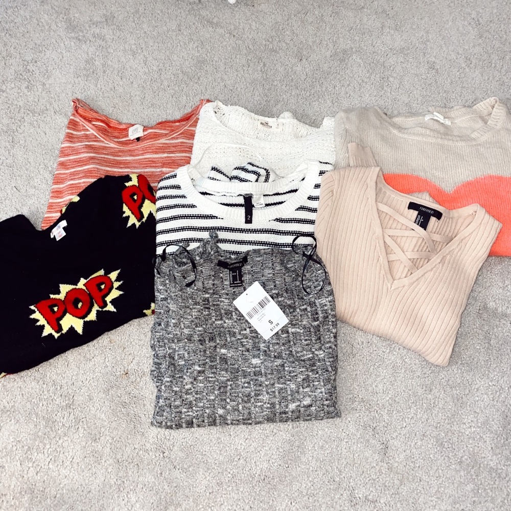 BUNDLE LOT OF 7 SWEATERS forever 21 h&m hollister